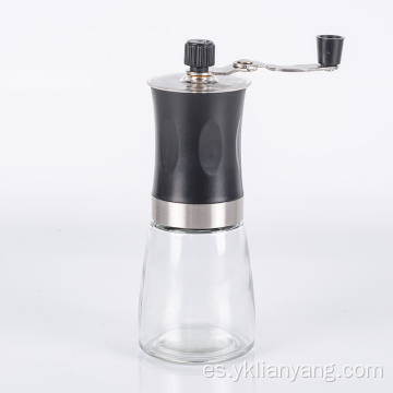 Molinillo de café manual de acero inoxidable con botella de vidrio